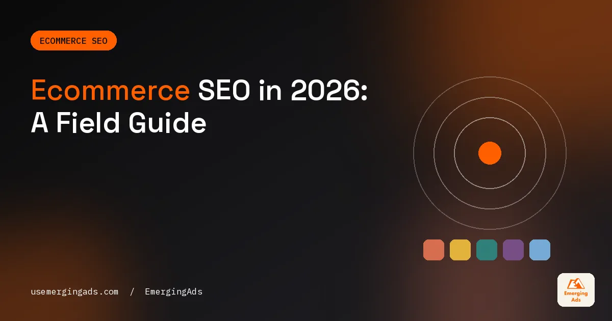 Ecommerce SEO guide cover showing category pages, product pages and store search results