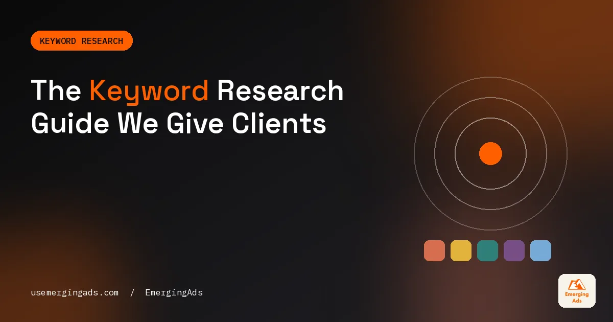 Keyword research guide cover for the process we use with new SEO clients